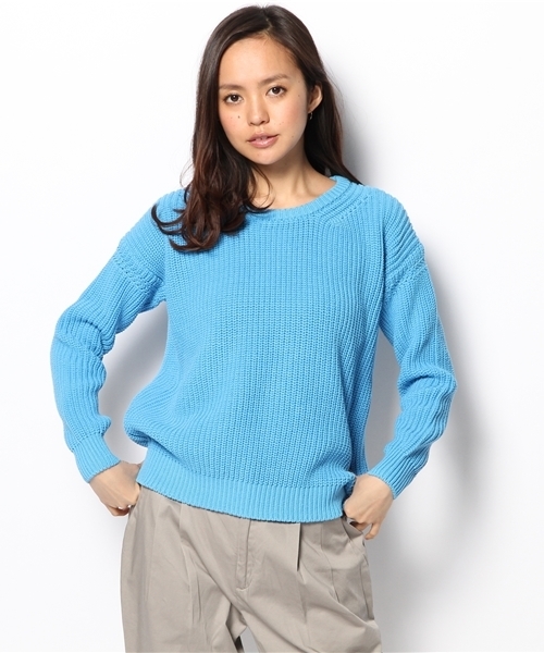 SHIPS for women（シップスフォーウィメン）の「5G アゼプルオーバーニット（ニット/セーター・レディース・グリーン/ライトブルー/ライトホワイト/ネイビー・ONE SIZE）」の3枚目の写真