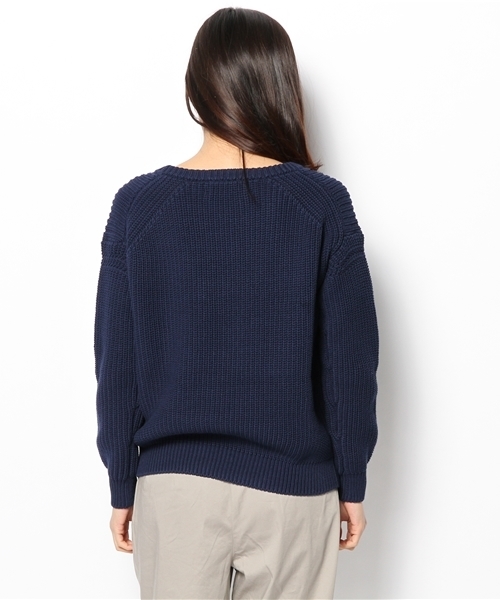 SHIPS for women（シップスフォーウィメン）の「5G アゼプルオーバーニット（ニット/セーター・レディース・グリーン/ライトブルー/ライトホワイト/ネイビー・ONE SIZE）」の7枚目の写真