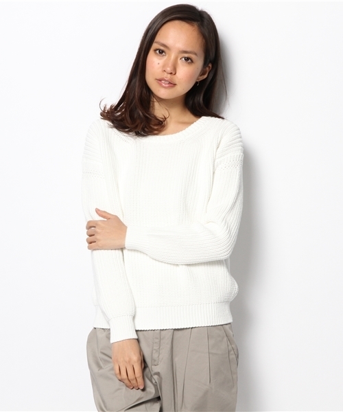 SHIPS for women（シップスフォーウィメン）の「5G アゼプルオーバーニット（ニット/セーター・レディース・グリーン/ライトブルー/ライトホワイト/ネイビー・ONE SIZE）」の12枚目の写真