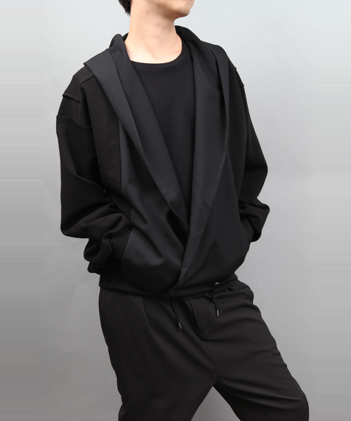 ato(アトウ)の「FABRIC SWITCHING FOOD CARDIGAN(カーディガン/ボレロ・メンズ・ブラック/ネイビー・46/48)」の2枚目の写真