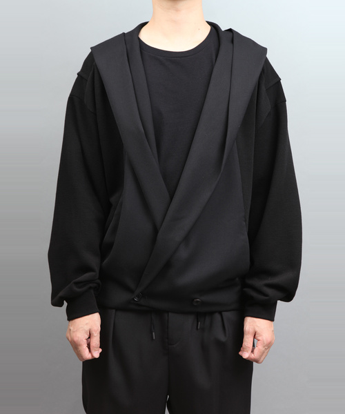 ato(アトウ)の「FABRIC SWITCHING FOOD CARDIGAN(カーディガン/ボレロ・メンズ・ブラック/ネイビー・46/48)」の3枚目の写真