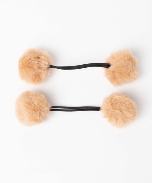 WEGO(ウィゴー)の「WEGO/【2点セット】ファーポンポンゴム(ヘアゴム・レディース・ホワイト/ブラック/グレー/ライトパープル/キャメル/ライトピンク・FREE)」の9枚目の写真
