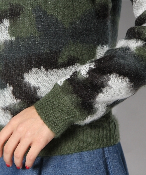 WEGO（ウィゴー）の「WEGO/迷彩シャギーセ－タ－（ニット/セーター・レディース・カーキ/ブルー・FREE）」の4枚目の写真