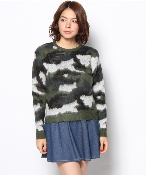 WEGO（ウィゴー）の「WEGO/迷彩シャギーセ－タ－（ニット/セーター・レディース・カーキ/ブルー・FREE）」の9枚目の写真