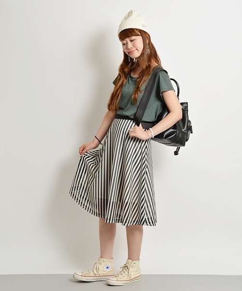 Khaju（カージュ）の「Khaju:ストライプレーススカート□（スカート・レディース・ホワイト/ブルー・ONE SIZE）」の9枚目の写真