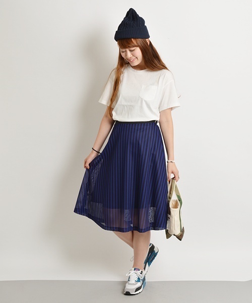 Khaju（カージュ）の「Khaju:ストライプレーススカート□（スカート・レディース・ホワイト/ブルー・ONE SIZE）」の8枚目の写真