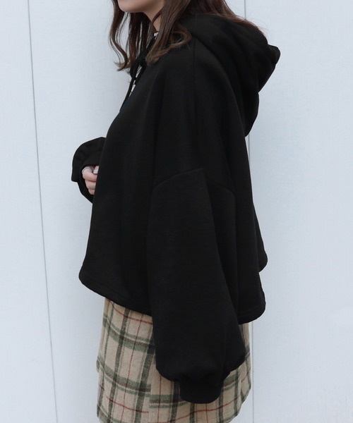 PairPair(ペアペア)の「裏起毛ショートパーカー(パーカー・レディース・ブラック/ピンク/アイボリー/モカ・FREE)」の19枚目の写真