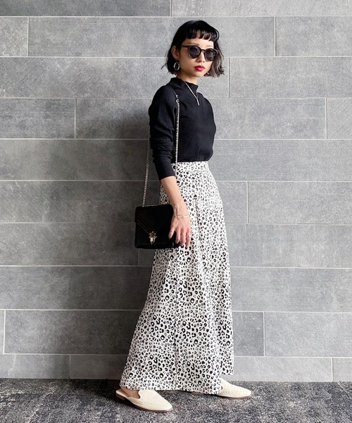 PAGEBOY（ページボーイ）の「レオパードセミフレアスカート（スカート・レディース・ブラック/オフホワイト・FREE）」の18枚目の写真