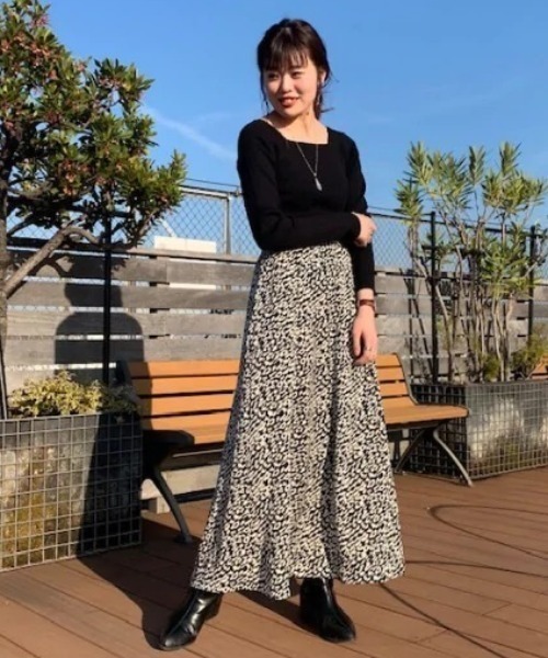PAGEBOY（ページボーイ）の「レオパードセミフレアスカート（スカート・レディース・ブラック/オフホワイト・FREE）」の20枚目の写真