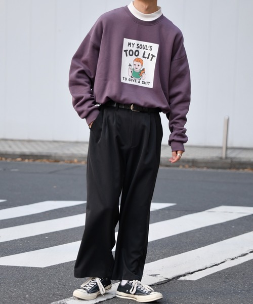 kutir（クティール）の「ファミリー裏起毛スウェットトレーナー（スウェット・メンズ・ブラック/パープル/オフホワイト・MEDIUM/LARGE）」の19枚目の写真