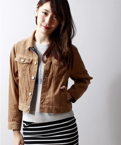 WEGO（ウィゴー）の「WEGO/コーデュロイGジャン（デニムジャケット・レディース・ベージュ/ネイビー/ワイン・FREE）」の2枚目の写真