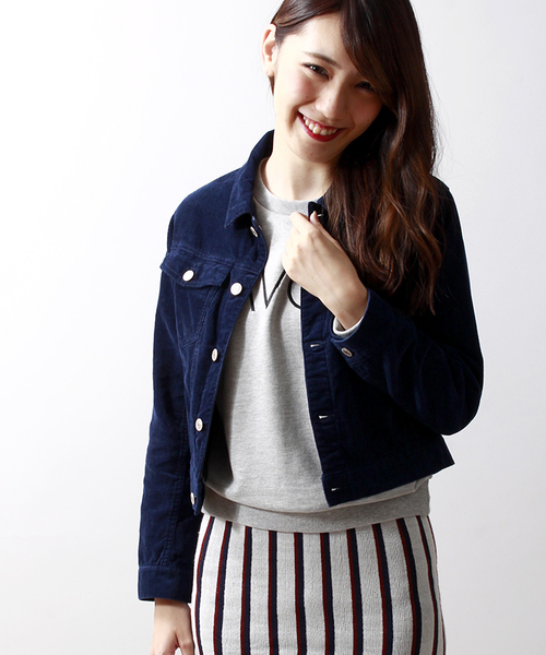 WEGO（ウィゴー）の「WEGO/コーデュロイGジャン（デニムジャケット・レディース・ベージュ/ネイビー/ワイン・FREE）」の3枚目の写真