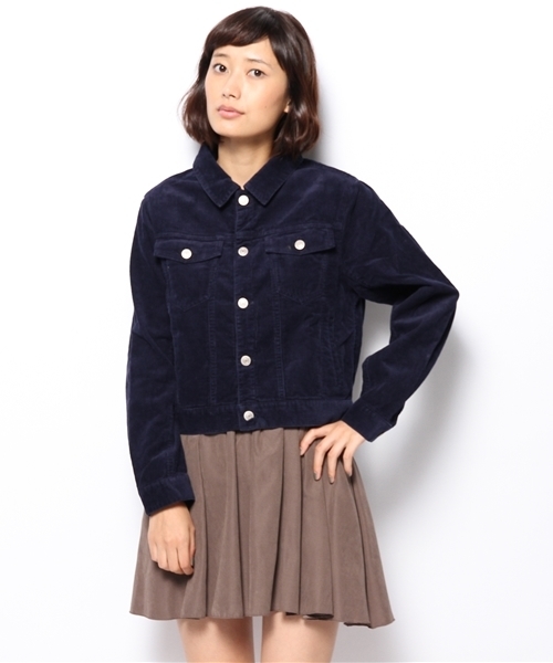 WEGO（ウィゴー）の「WEGO/コーデュロイGジャン（デニムジャケット・レディース・ベージュ/ネイビー/ワイン・FREE）」の15枚目の写真