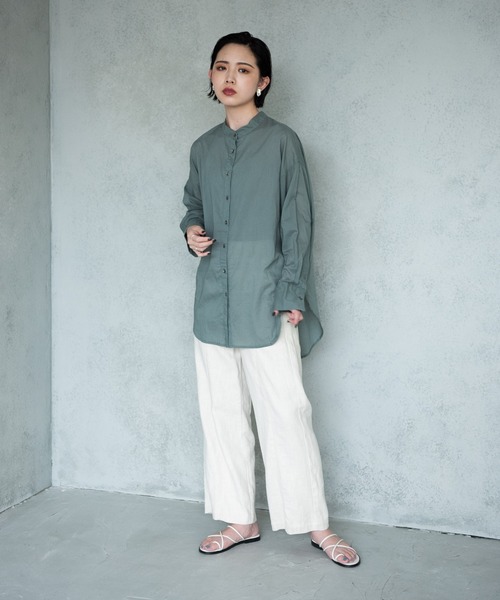 Aunt Marie's（アントマリーズ）の「バンドカラーシルクボイルシアーシャツ / AUNT MARIE’S（シャツ/ブラウス・レディース・グリーン/オフホワイト/ブラック・FREE）」の22枚目の写真