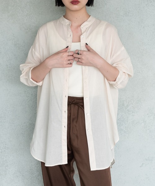 Aunt Marie's（アントマリーズ）の「バンドカラーシルクボイルシアーシャツ / AUNT MARIE’S（シャツ/ブラウス・レディース・グリーン/オフホワイト/ブラック・FREE）」の17枚目の写真