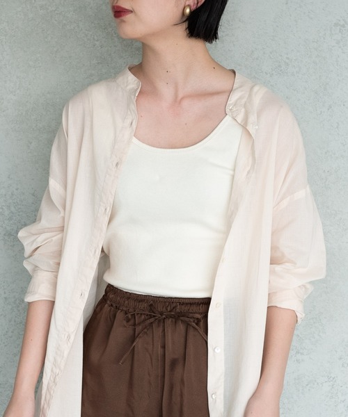 Aunt Marie's（アントマリーズ）の「バンドカラーシルクボイルシアーシャツ / AUNT MARIE’S（シャツ/ブラウス・レディース・グリーン/オフホワイト/ブラック・FREE）」の18枚目の写真