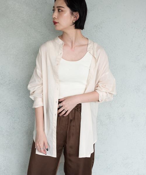 Aunt Marie's（アントマリーズ）の「バンドカラーシルクボイルシアーシャツ / AUNT MARIE’S（シャツ/ブラウス・レディース・グリーン/オフホワイト/ブラック・FREE）」の19枚目の写真