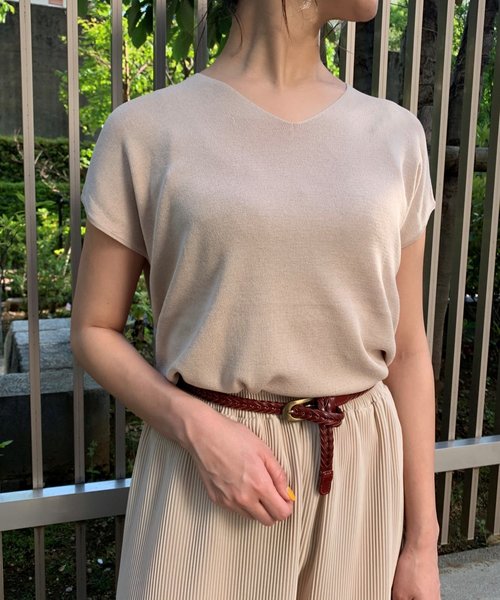 FUN.TRINITY（ファン トリニティー）の「ハーフミラノトップス（ニット/セーター・レディース・オフホワイト/ブラック/テラコッタ/ベージュ/ピンク・FREE）」の4枚目の写真