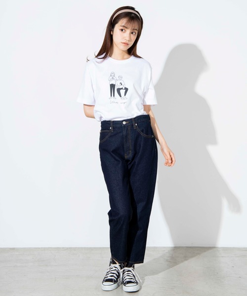 WEGO（ウィゴー）の「WEGO/ガールプリントTシャツ（Tシャツ/カットソー・レディース・ホワイト/サックスブルー・SMALL/MEDIUM/LARGE）」の3枚目の写真