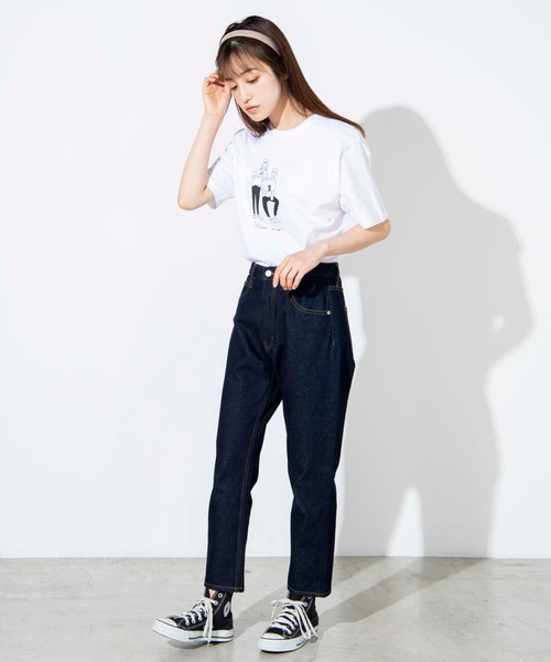 WEGO（ウィゴー）の「WEGO/ガールプリントTシャツ（Tシャツ/カットソー・レディース・ホワイト/サックスブルー・SMALL/MEDIUM/LARGE）」の5枚目の写真