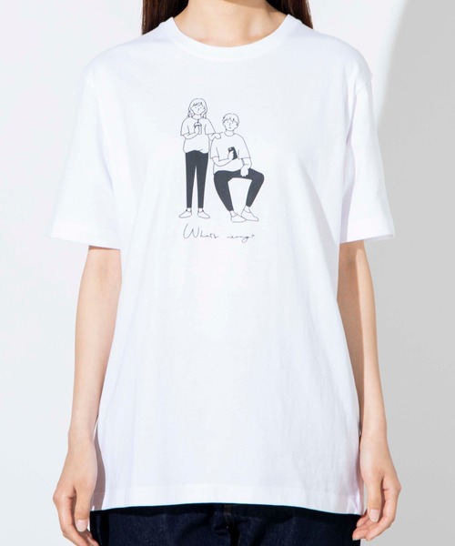 WEGO（ウィゴー）の「WEGO/ガールプリントTシャツ（Tシャツ/カットソー・レディース・ホワイト/サックスブルー・SMALL/MEDIUM/LARGE）」の6枚目の写真