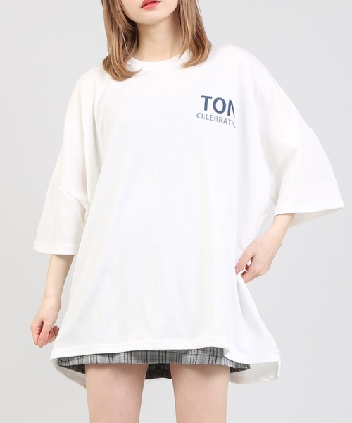 DING(ディング)の「DING/TON ビッグTシャツ(Tシャツ/カットソー・レディース・ホワイト・FREE)」の1枚目の写真