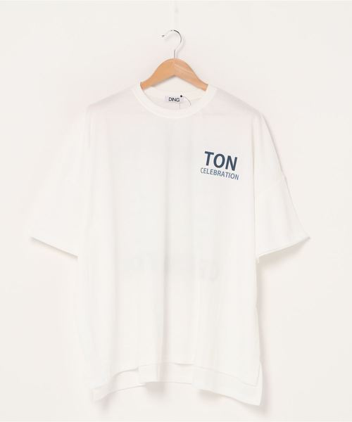 DING(ディング)の「DING/TON ビッグTシャツ(Tシャツ/カットソー・レディース・ホワイト・FREE)」の5枚目の写真