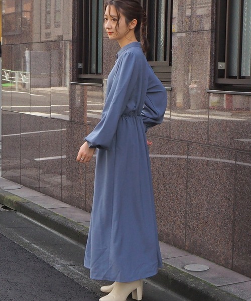 tiptop(ティップトップ)の「チャイナシャツワンピース(ワンピース・レディース・ブラック/グレイッシュベージュ/ブルー/A/B・FREE)」の11枚目の写真