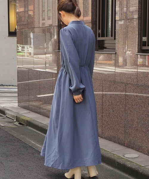 tiptop(ティップトップ)の「チャイナシャツワンピース(ワンピース・レディース・ブラック/グレイッシュベージュ/ブルー/A/B・FREE)」の6枚目の写真