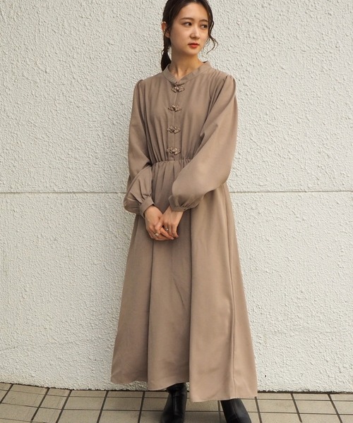 tiptop(ティップトップ)の「チャイナシャツワンピース(ワンピース・レディース・ブラック/グレイッシュベージュ/ブルー/A/B・FREE)」の16枚目の写真