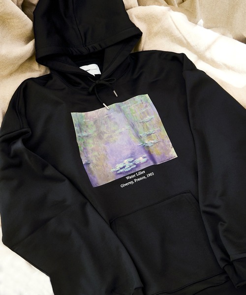 メーカー直送 のclothes エマクローズ のファッション アート転写プリントビックシルエットプルオーバーパーカー Claude Monet パーカー Emma Art Emma Clothes別注 Emma パーカー Clothes別注 パーカー