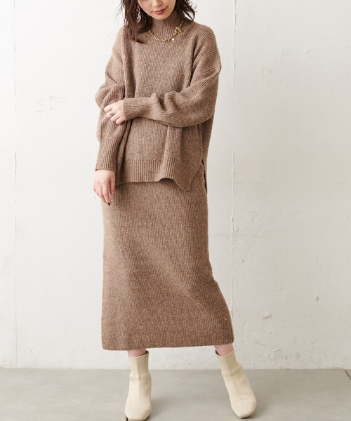 natural couture（ナチュラルクチュール）の「ミックスヤーンIラインスカート（スカート・レディース・ベージュ/パープル/ブラウン・FREE）」の3枚目の写真