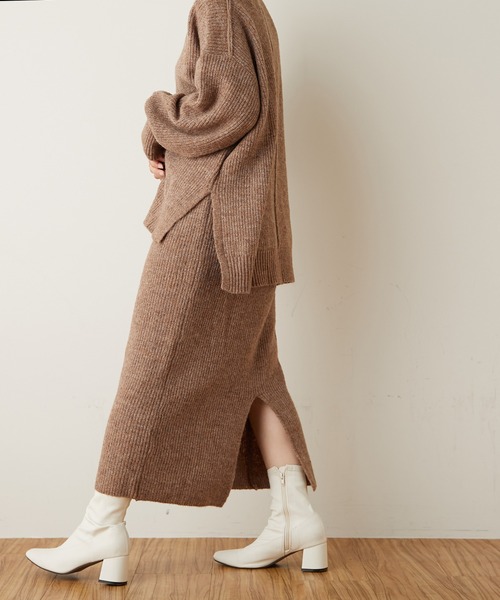 natural couture（ナチュラルクチュール）の「ミックスヤーンIラインスカート（スカート・レディース・ベージュ/パープル/ブラウン・FREE）」の8枚目の写真