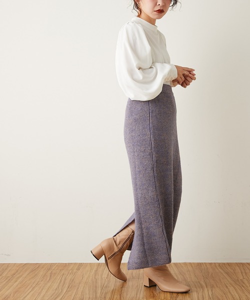 natural couture（ナチュラルクチュール）の「ミックスヤーンIラインスカート（スカート・レディース・ベージュ/パープル/ブラウン・FREE）」の9枚目の写真
