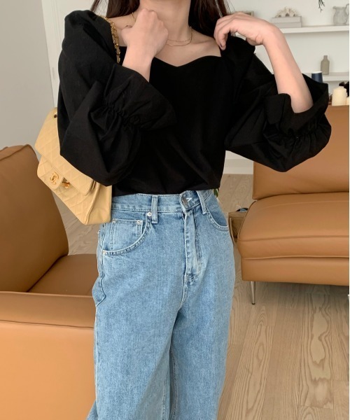 yuue' ( wear )（ユーイ）の「コットン100% 袖ボリュームシャツブラウス（シャツ/ブラウス・レディース・ホワイト/ブラック・FREE）」の3枚目の写真