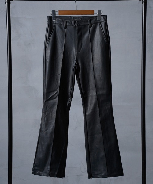 RUFFO RESEARCHレザー ブラック フレアパンツ サイドジッパー RUFFO RESEARCHレザー ブラック フレアパンツ サイドジッパー RUFFO
