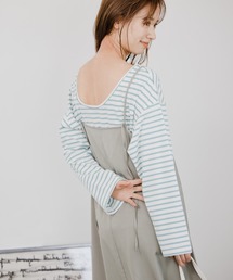 mysty woman | バックオープンボーダーTシャツ 941798(Tシャツ/カットソー)