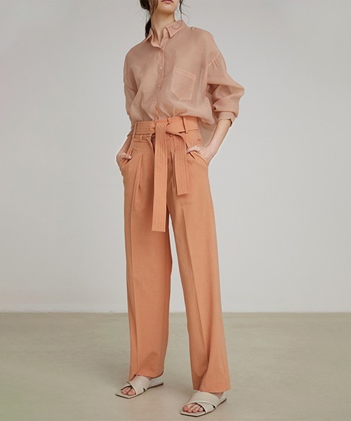 UNSPOKEN(アンスポクン)の「【UNSPOKEN】color belted pants FAZ20188chw(スラックス・レディース・テラコッタ・L/M/S)」の3枚目の写真