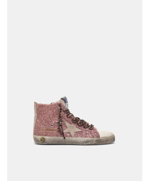 GOLDEN GOOSE（ゴールデングース）の「GOLDEN GOOSE Kids Francy sneakers/pink glitter uppersuede starleopard