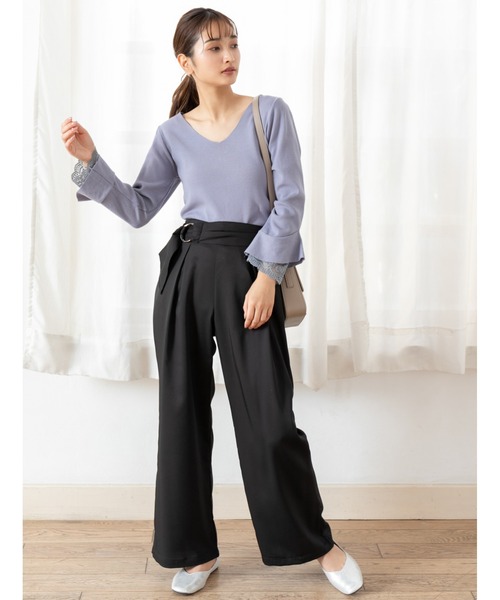 fifth(フィフス)の「ベルト付きツイルワイドパンツ(その他パンツ・レディース・ブラック/スモークピンク・MEDIUM)」の14枚目の写真