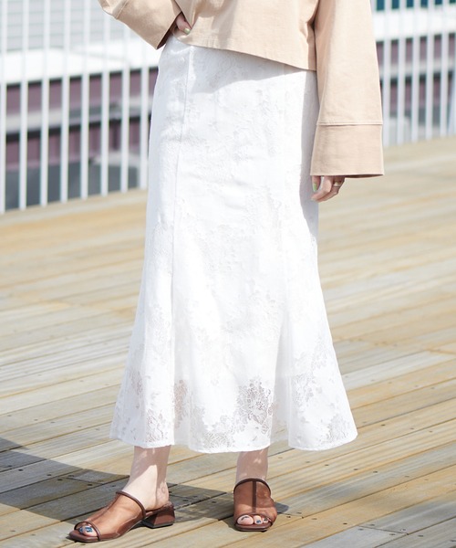 DISCOAT（ディスコート）の「レースマーメイドスカート（スカート・レディース・ブラック/オフホワイト/ピンクベージュ・FREE）」の2枚目の写真