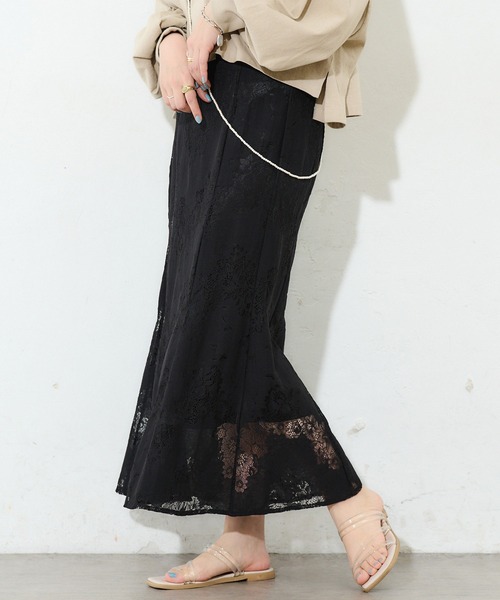 DISCOAT（ディスコート）の「レースマーメイドスカート（スカート・レディース・ブラック/オフホワイト/ピンクベージュ・FREE）」の3枚目の写真