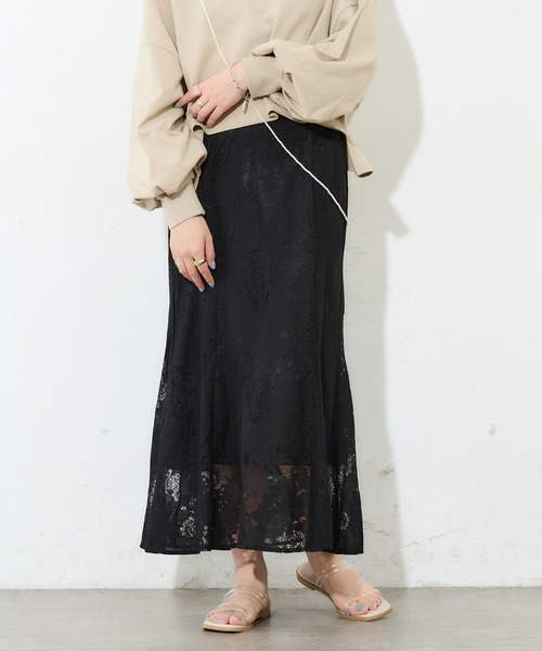 DISCOAT（ディスコート）の「レースマーメイドスカート（スカート・レディース・ブラック/オフホワイト/ピンクベージュ・FREE）」の9枚目の写真