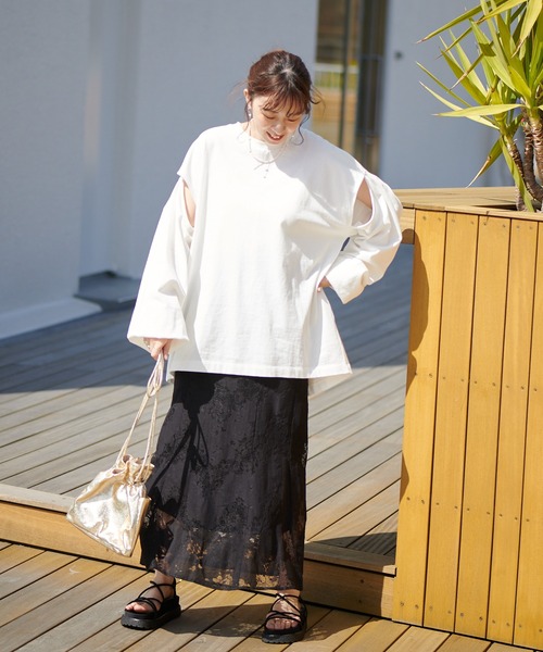 DISCOAT（ディスコート）の「レースマーメイドスカート（スカート・レディース・ブラック/オフホワイト/ピンクベージュ・FREE）」の13枚目の写真