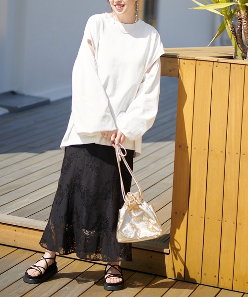 DISCOAT（ディスコート）の「レースマーメイドスカート（スカート・レディース・ブラック/オフホワイト/ピンクベージュ・FREE）」の16枚目の写真