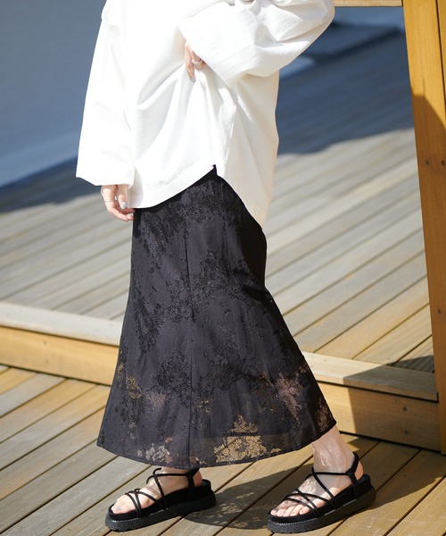 DISCOAT（ディスコート）の「レースマーメイドスカート（スカート・レディース・ブラック/オフホワイト/ピンクベージュ・FREE）」の6枚目の写真