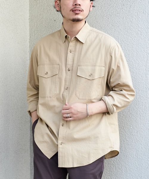 CIAOPANIC TYPY（チャオパニックティピー）の「OSOROリネン混サファリシャツ（シャツ/ブラウス・メンズ・チャコールグレー/スカイブルー/ベージュ/ブラウン/アイボリー/グリーン系その他/バイオレット・S/M/L/XL）」の4枚目の写真