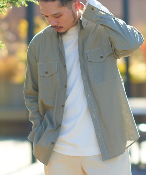 CIAOPANIC TYPY（チャオパニックティピー）の「OSOROリネン混サファリシャツ（シャツ/ブラウス・メンズ・チャコールグレー/スカイブルー/ベージュ/ブラウン/アイボリー/グリーン系その他/バイオレット・S/M/L/XL）」の5枚目の写真