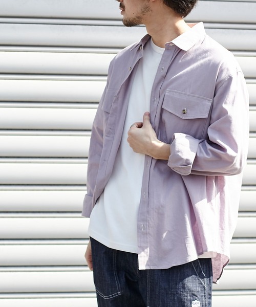 CIAOPANIC TYPY（チャオパニックティピー）の「OSOROリネン混サファリシャツ（シャツ/ブラウス・メンズ・チャコールグレー/スカイブルー/ベージュ/ブラウン/アイボリー/グリーン系その他/バイオレット・S/M/L/XL）」の7枚目の写真