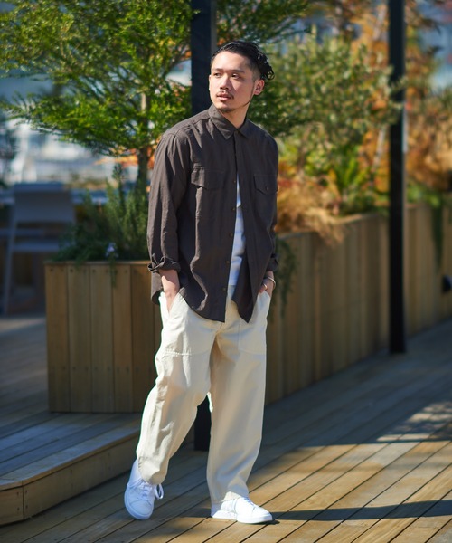 CIAOPANIC TYPY（チャオパニックティピー）の「OSOROリネン混サファリシャツ（シャツ/ブラウス・メンズ・チャコールグレー/スカイブルー/ベージュ/ブラウン/アイボリー/グリーン系その他/バイオレット・S/M/L/XL）」の13枚目の写真